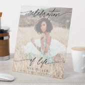 お祝い・オブ・ライフ・スクリプト葬儀写真 |白 台座サイン (インサイチュ)