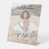 お祝い・オブ・ライフ・スクリプト葬儀写真 |白 台座サイン (正面)