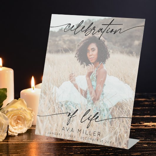 お祝い・オブ・ライフ・スクリプト葬儀写真 |白 台座サイン