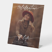 お祝い・オブ・ライフ・スクリプト葬儀写真 |黒 台座サイン (正面)