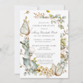 お祝い・オブ・ライフ・ダスティブルーボタニカル 招待状 (正面)