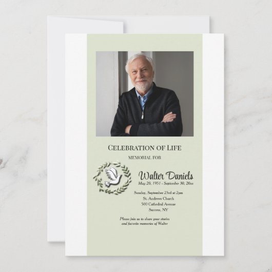 お祝い・オブ・ライフ・ドーブ・フォト招待状 招待状 (正面)