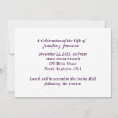 お祝い・オブ・ライフ・パープル山花 招待状 (裏面)