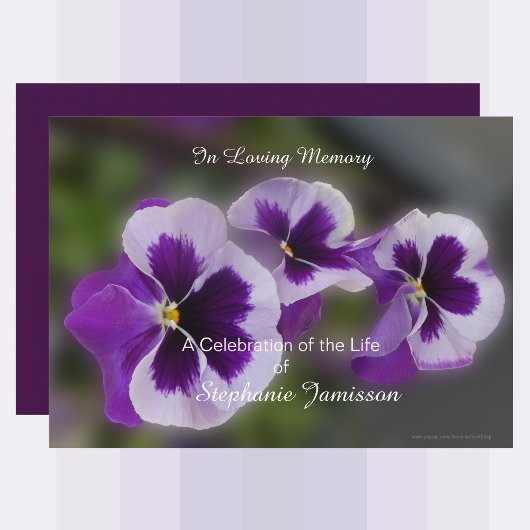 お祝い・オブ・ライフ・パープル花フローラ葉書 招待状