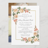 お祝い・オブ・ライフ・ピンク写真葬儀 招待状 (正面/裏面)