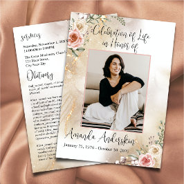 お祝い・オブ・ライフ・ピーチ&金ゴールド死亡記事 プログラム