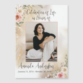 お祝い・オブ・ライフ・ピーチ&金ゴールド死亡記事 マグネット招待状 (正面)