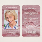 お祝い・オブ・ライフ・フォトピンク葬儀祈りの言葉カード (正面&裏面)