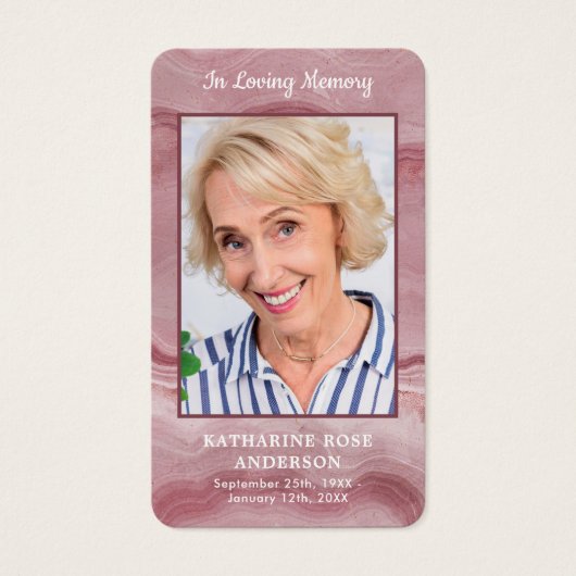 お祝い・オブ・ライフ・フォトピンク葬儀祈りの言葉カード (正面)