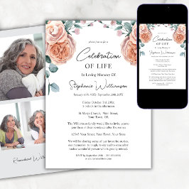 お祝い・オブ・ライフ・フォト・ピーチバラ葬儀 招待状