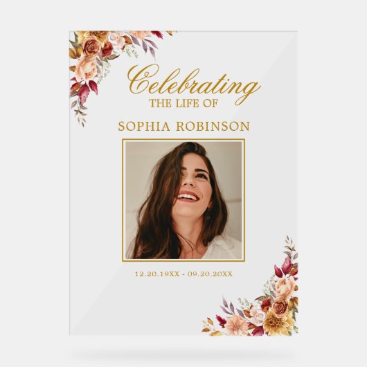 お祝い・オブ・ライフ・フォト・フローラ記念館 アクリルサイン (正面)