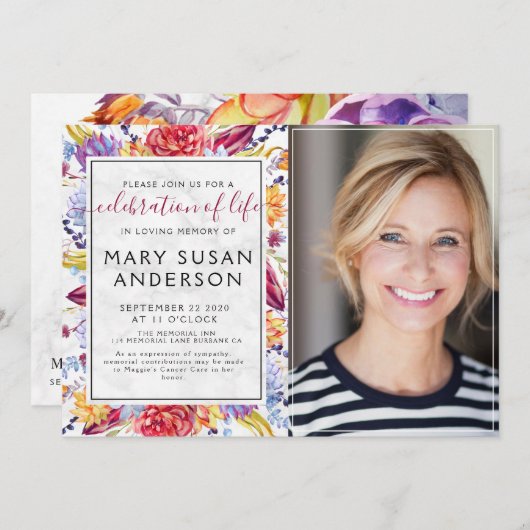 お祝い・オブ・ライフ・フォト 招待状 (正面/裏面)