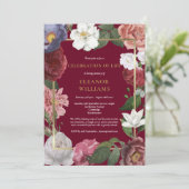 お祝い・オブ・ライフ・ブルゴーニュフローラ写真 招待状 (スタンド正面)