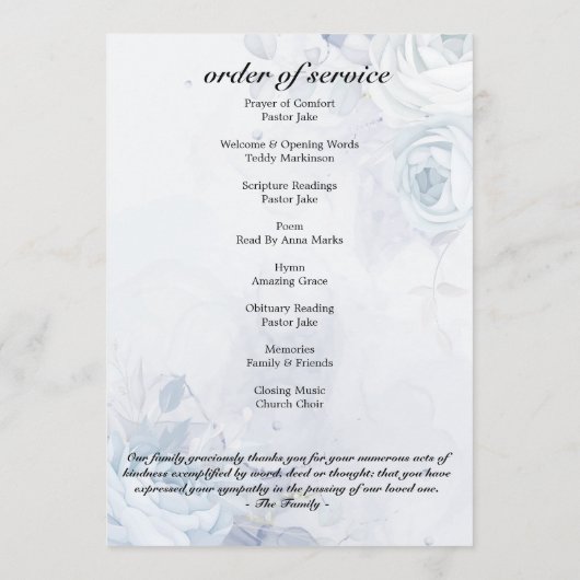 お祝い・オブ・ライフ・ブルー写真エレガントフローラ プログラム (裏面)