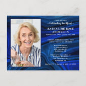 お祝い・オブ・ライフ・ブルー大理石記念葬儀 インビテーションポストカード (正面)