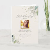 お祝い・オブ・ライフ・ボタニカル写真葬儀 プログラム (正面)