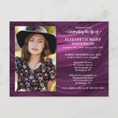 お祝い・オブ・ライフ・マーブルパープル追悼式 インビテーションポストカード (正面)