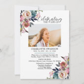 お祝い・オブ・ライフ・メモリアルフローラ写真・詩 招待状 (正面)