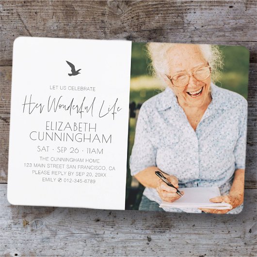 お祝い・オブ・ライフ・メモリアルモダン写真 招待状