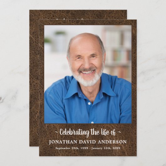 お祝い・オブ・ライフ・メモリアル写真皮革葬儀 プログラム (正面/裏面)