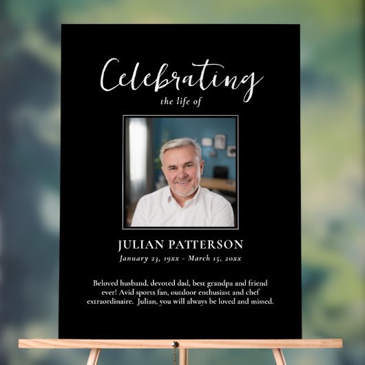 お祝い・オブ・ライフ・メモリアル写真黒カスタム アクリルサイン (ニュートラル)