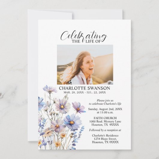 お祝い・オブ・ライフ・メモリアル花写真集&詩 招待状 (正面)