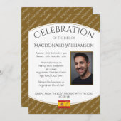 お祝い・オブ・ライフ・メモリアル葬儀スペインの写真 招待状 (正面/裏面)