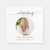 お祝い・オブ・ライフ・メモリアル葬儀写真 スタンダードカクテルナプキン (正面)