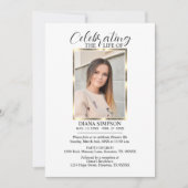 お祝い・オブ・ライフ・メモリアル金ゴールド写真・詩 招待状 (正面)