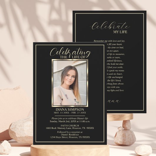 お祝い・オブ・ライフ・メモリアル黒人写真・詩 招待状