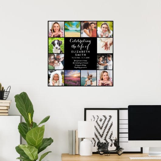 お祝い・オブ・ライフ・メモリアル12写真サイン ポスター (ホームオフィス)