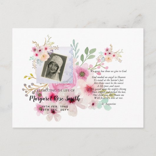 お祝い・オブ・ライフ・メモリアル・ギフト写真詩 ポストカード (正面)