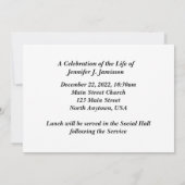 お祝い・オブ・ライフ・メモリアル・サービス山湖 招待状 (裏面)