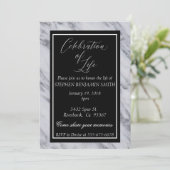 お祝い・オブ・ライフ・メモリアル・サービス黒大理石 招待状 (スタンド正面)