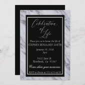 お祝い・オブ・ライフ・メモリアル・サービス黒大理石 招待状 (正面/裏面)