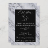 お祝い・オブ・ライフ・メモリアル・サービス黒大理石 招待状 (正面/裏面)