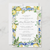 お祝い・オブ・ライフ・メモリアル・サービス・レモン 招待状 (正面)