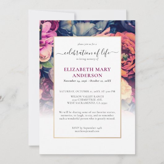 お祝い・オブ・ライフ・メモリアル・ムーディーズフローラ 招待状 (正面)