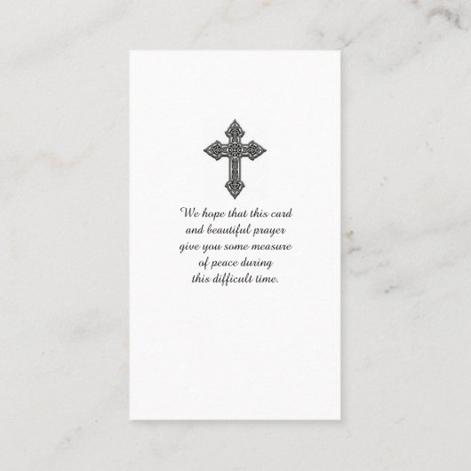 お祝い・オブ・ライフ・メモリアル・祈りの言葉・カード 名刺 (裏面)