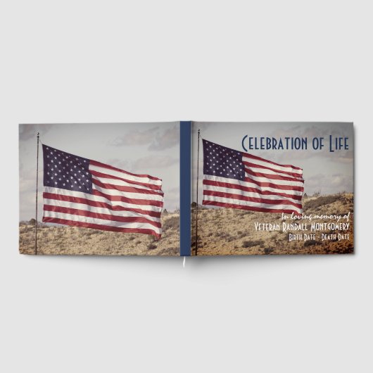 お祝い・オブ・ライフ・メモ素朴リアル・アメリカ国旗 ゲストブック (全面)