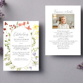 お祝い・オブ・ライフ・ワイルドフラワー葬儀写真 招待状
