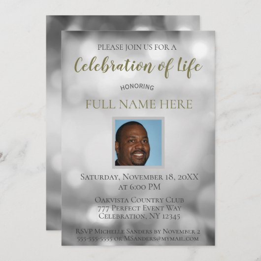 お祝い・オブ・ライフ – 写真の追加 招待状 (正面/裏面)