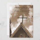 お祝い・オブ・ライフ・招待状、オールド・チャーチ、セピア 招待状 (正面)