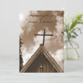 お祝い・オブ・ライフ・招待状、オールド・チャーチ、セピア 招待状 (スタンド正面)
