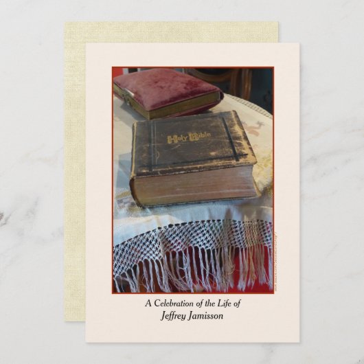お祝い・オブ・ライフ・招待状、ヴィンテージ・バイブル 招待状 (正面/裏面)