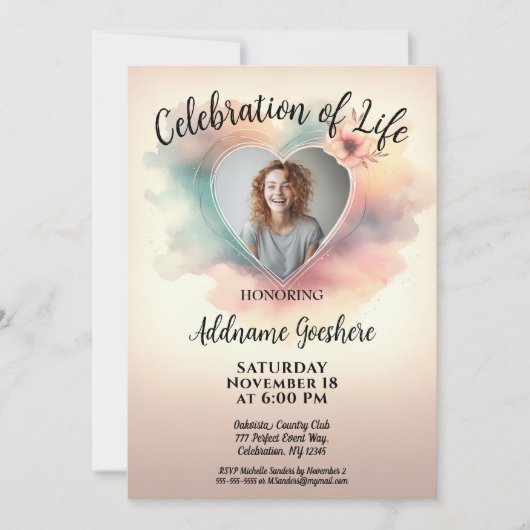 お祝い・オブ・ライフ – 穏やかな海 招待状 (正面)