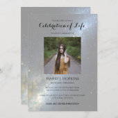 お祝い·オブ·ライフ|葬式の夜空の写真 招待状 (正面/裏面)