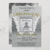 お祝い・オブ・ライフ – 銀と金ゴールドが写真を追加 招待状 (正面/裏面)