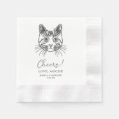 お祝い オーダーメイド 猫 手描き 結婚式 縁ありカクテルナプキン (正面)