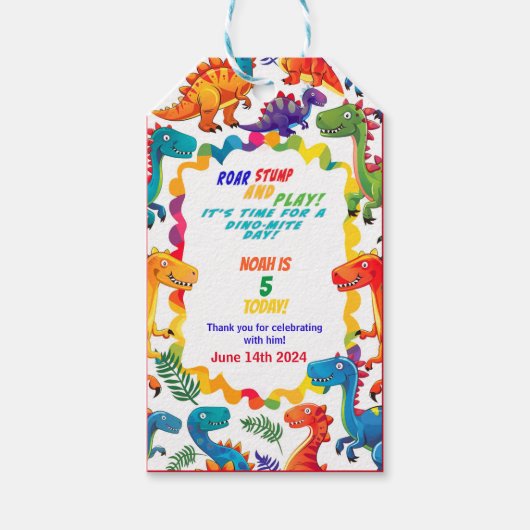 お祝い カラフル 恐竜 バースデー ギフト タグ (正面)
